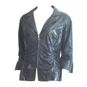 Neto Fitted Leather Jacket With Gathering At The Waist - Canada